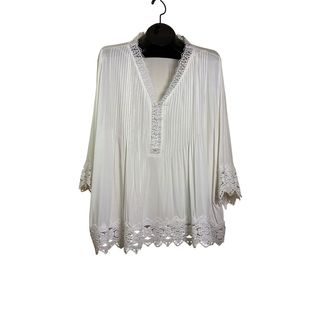 Chelsea & Theodore Top 2X White Peasant Blouse softgirl‎ Festival  Milkmaid Boho